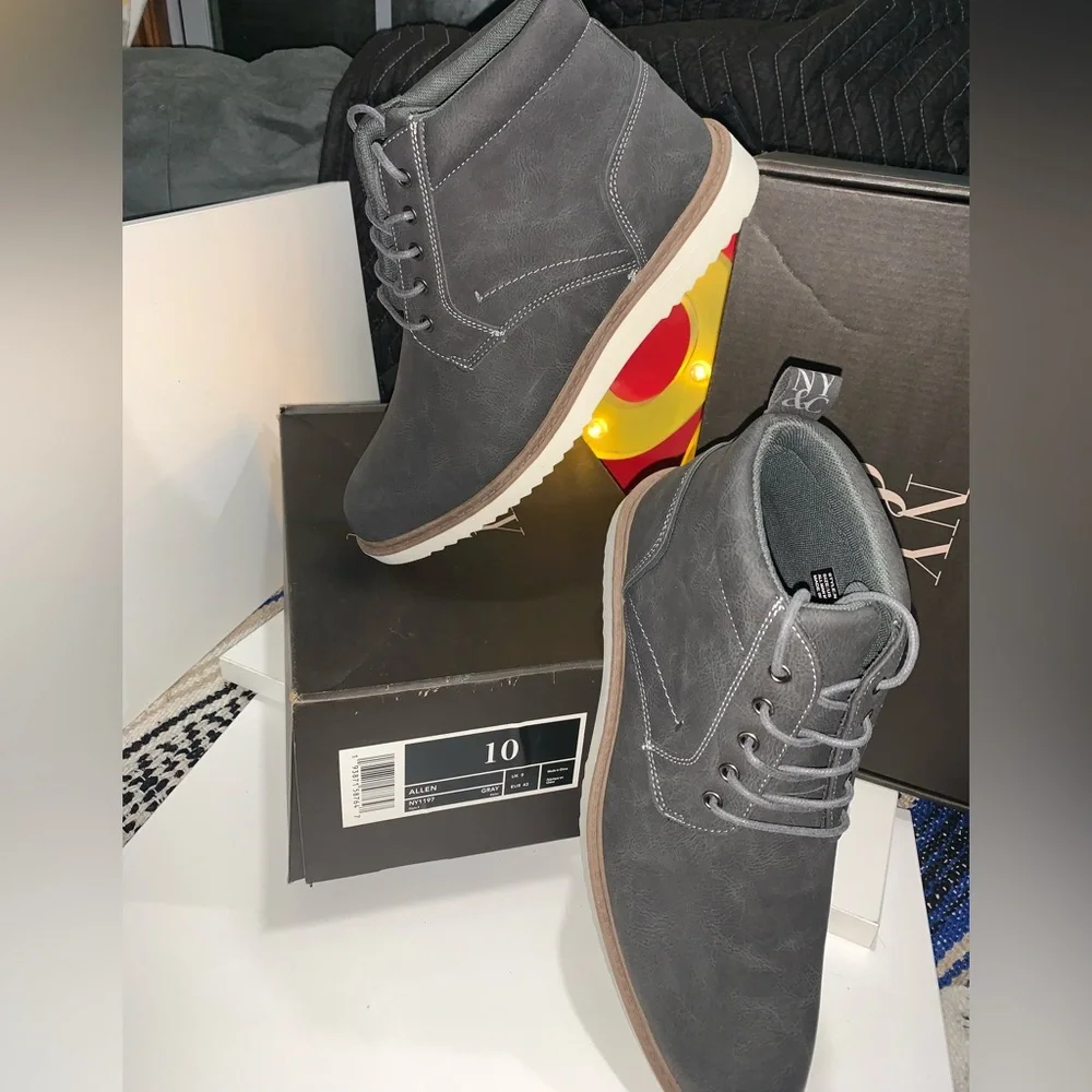 New York & Company -Men's Gray Boots; Size 10 New w/Box